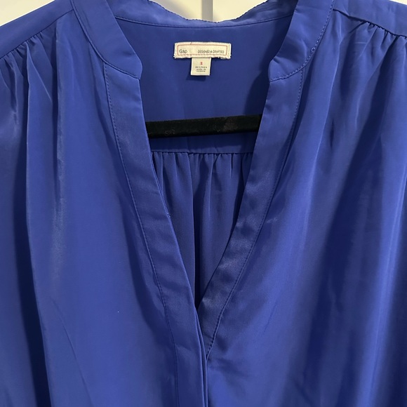 Blue Long Sleeve Dress with Drawstring waist - Picture 2 of 3